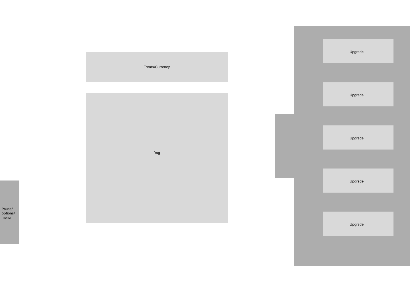 Low-fidelity wireframe — layout logic and hierarchy only